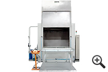 Cabine de lavage avec porte verticale